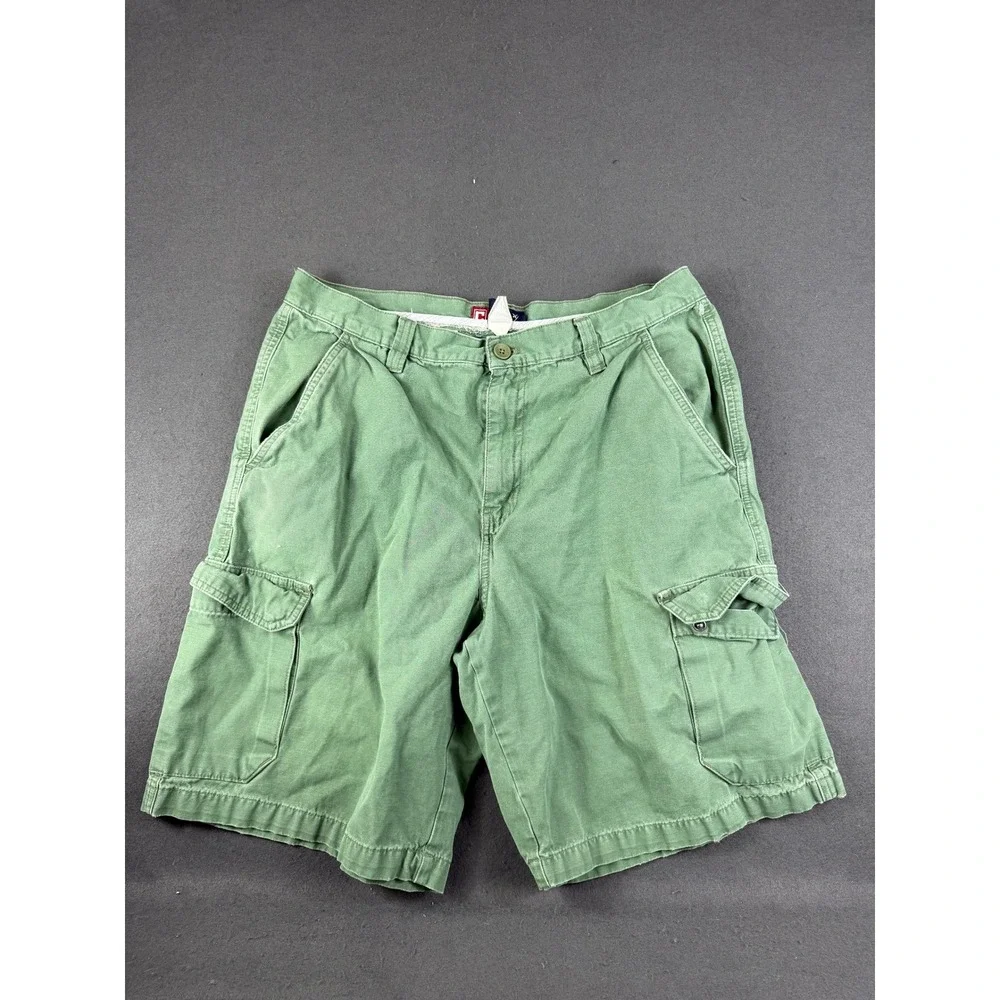 Vintage Chaps Mens Green Cargo Shorts Flat Front Utility Streetwear Outdoor 34